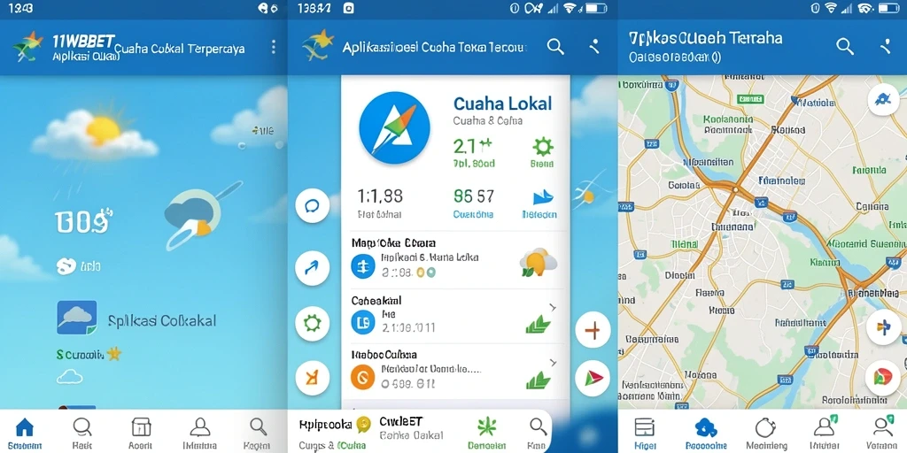 Antarmuka sederhana aplikasi 11WBET untuk cuaca lokal.