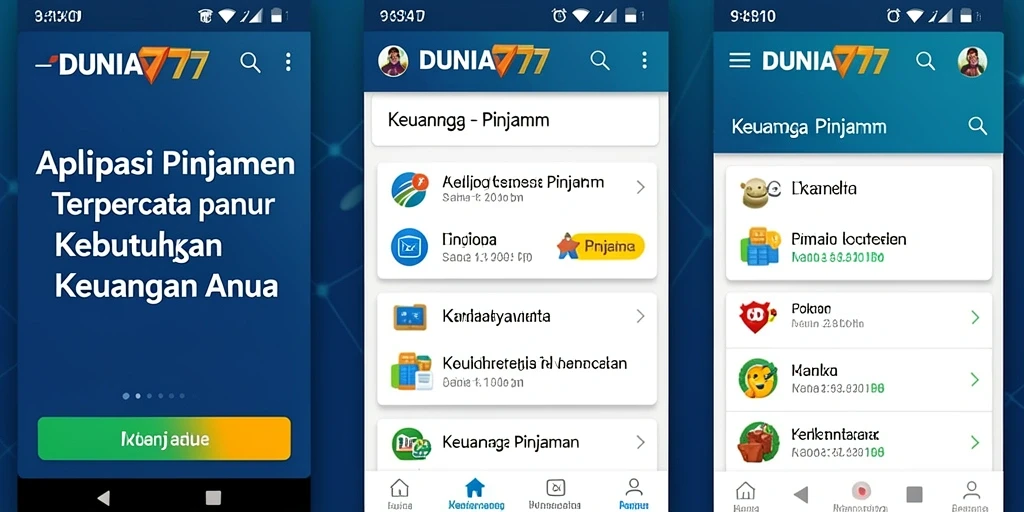 Antarmuka aplikasi DUNIA777 yang sederhana dan mudah digunakan.
