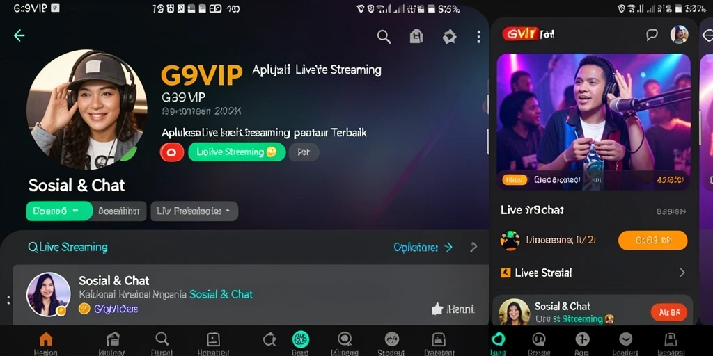 Tampilan antarmuka G9VIP yang intuitif saat live streaming.