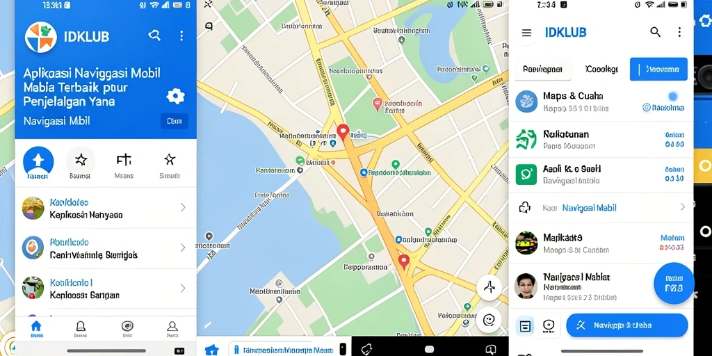 Tampilan antarmuka IDKLUB yang intuitif untuk Navigasi Mobil.