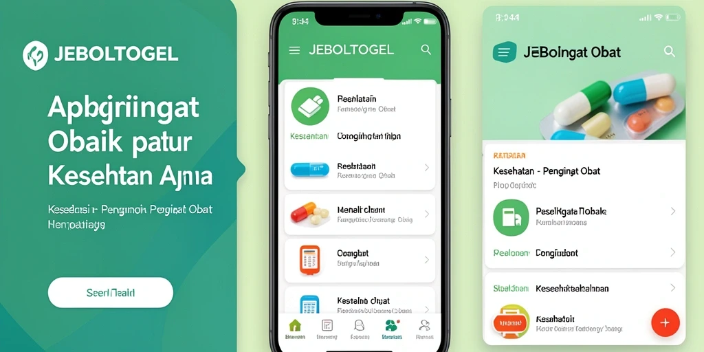 Tampilan antarmuka pengguna JEBOLTOGEL dengan pengingat obat.